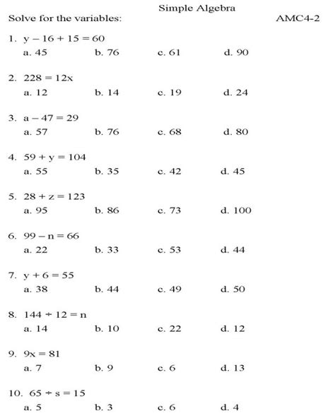 7 Best Images Of College Algebra Worksheets Printable Algebra Math