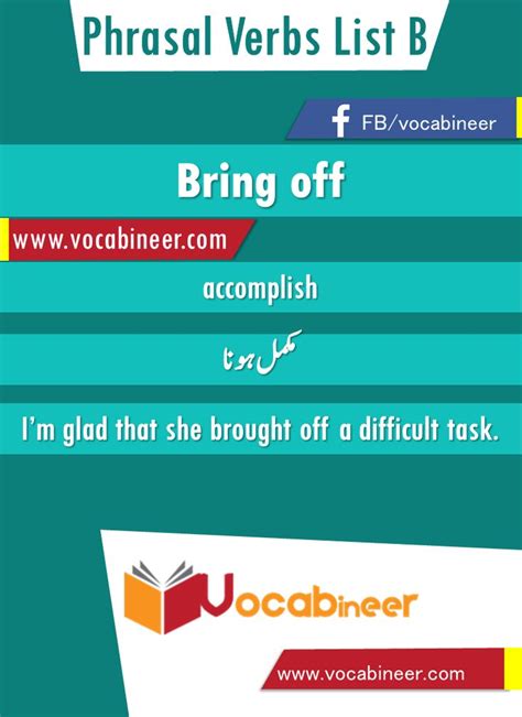 Bring Off Phrasal Verb With Hindi And Urdu Meanings And Sentence