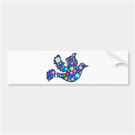 Blue Peace Dove Made Of Decorative Flowers Bumper Sticker Zazzle