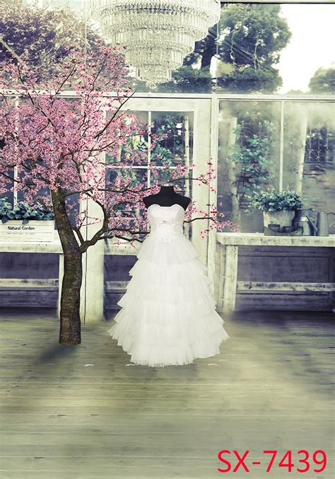 Wedding Dress Lighting Photography Backdrops Flowers Tree Wood Floor