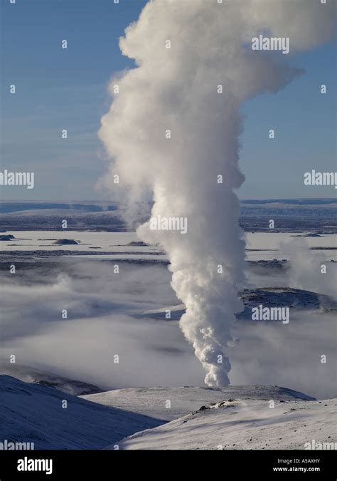 Bore Holes Geothermal Steam Namaskrad Iceland Stock Photo Alamy