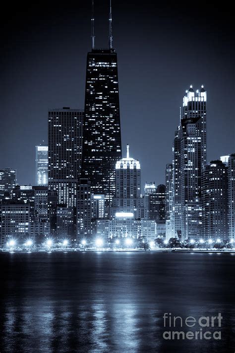 Chicago Cityscape At Night Photograph By Paul Velgos Fine Art America