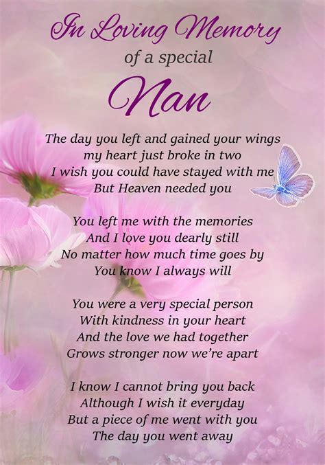 Buy In Loving Memory Of A Special Nan Memorial Graveside Funeral Poem