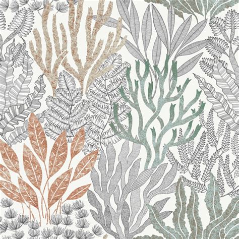 Coral Leaves Wallpaper 21 Inch Sample Lelands Wallpaper