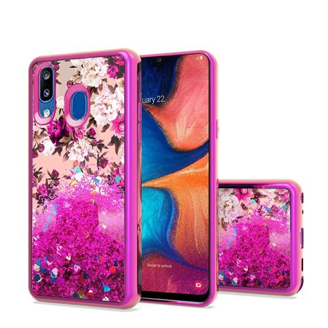 For Samsung Galaxy A20 Case Wydan Liquid Glitter Bling Shockproof
