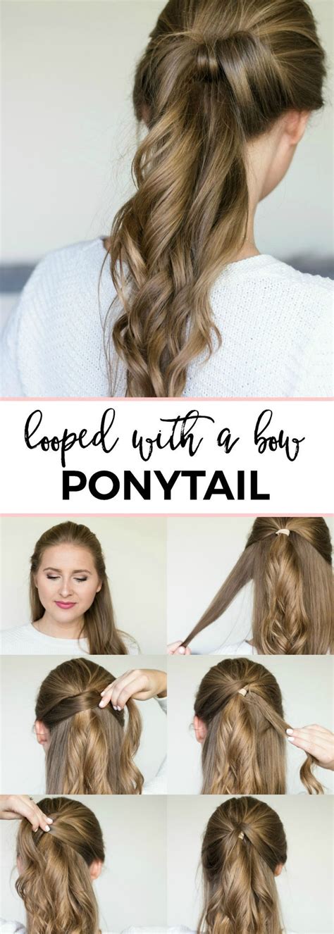 Looped With A Bow Ponytail Easy 5 Minute Hair Tutorial Fancy Looped