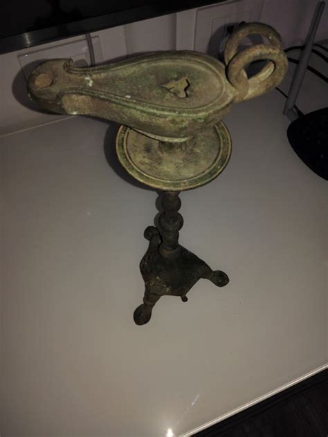 Greek and roman clay lamps. Roman Bronze Oil Lamp with Stand - 330 mm - Catawiki
