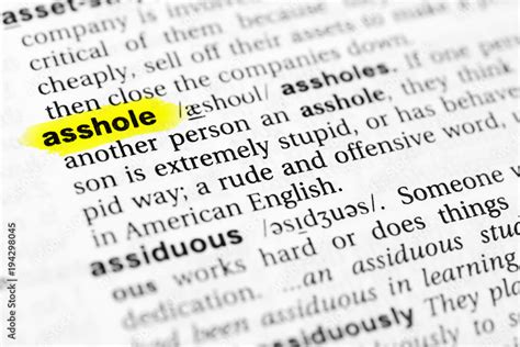 Foto De Highlighted English Word Asshole And Its Definition In The