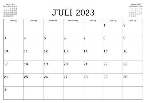 Kalender Juli 2023 Als Excel Vorlagen Vrogue