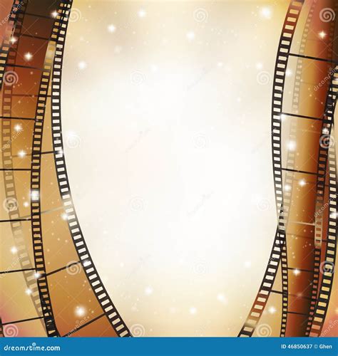 Cinema Background With Film Strips And Light Rays Vector Illustration Cartoondealer