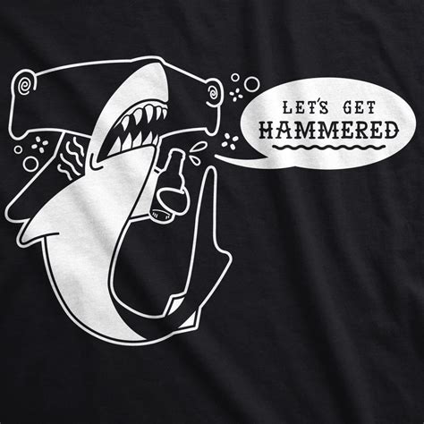 Buy Mens Lets Get Hammered Tshirt Funny Hammerhead Shark Drinking Tee