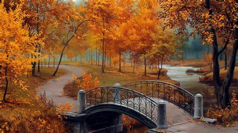 Bridge Park Path Walkway During Autumn Hd Nature Wallpapers Hd