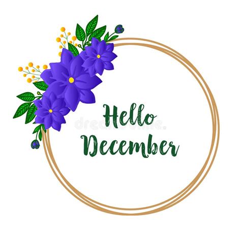 Poster Hello December With Decorative Element Of Purple Wreath Frame