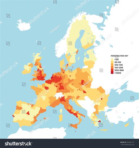 European Union Population Density Map Stock Vector Royalty Free