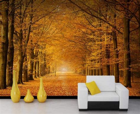 Wallpaper 3d Wall Mural Autumn Forest Deciduous Road Home Bedroom Wall