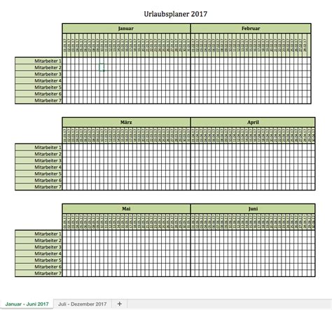 17 zeilen mit einer spalte für die namen und einer. Urlaubsplaner für 2017