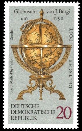 Erd Und Himmelsgloben Globusuhr Briefmarke Ddr