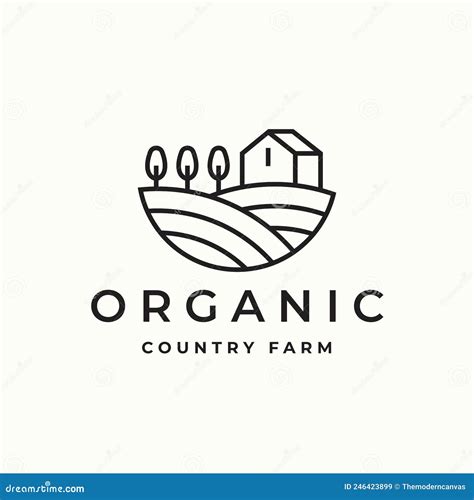 Organic Country Farm House Logo Stock Vector Illustration Of Hillside