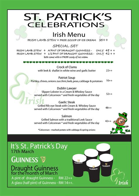 These are some of the most popular main courses for a traditional irish dinner. George & Dragon Cafe Events: IRISH MENU FOR ST PATRICK'S WEEK