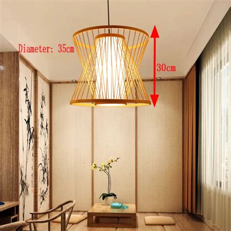 VINTAGE BAMBOO WICKER Rattan Pendant Light Fixture Home Hanging Ceiling