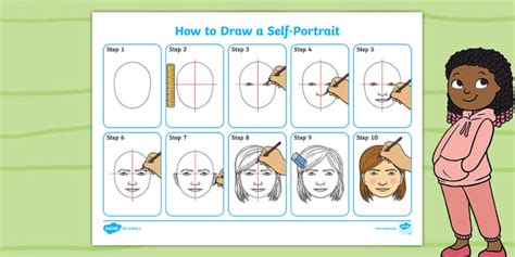 Step By Step Self Portrait Instruction Sheet Twinkl