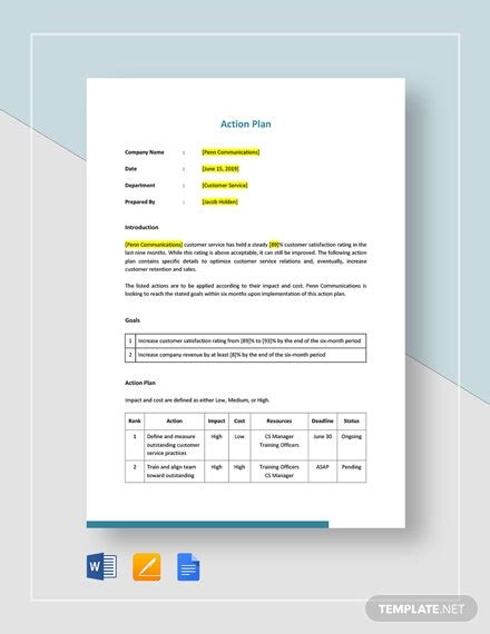 To decide to start using a particular idea, plan, or method. Simple Action Plan Template - Word | Google Docs | Apple ...