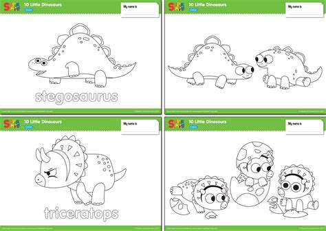 10 Little Dinosaurs Worksheets - Color - Super Simple