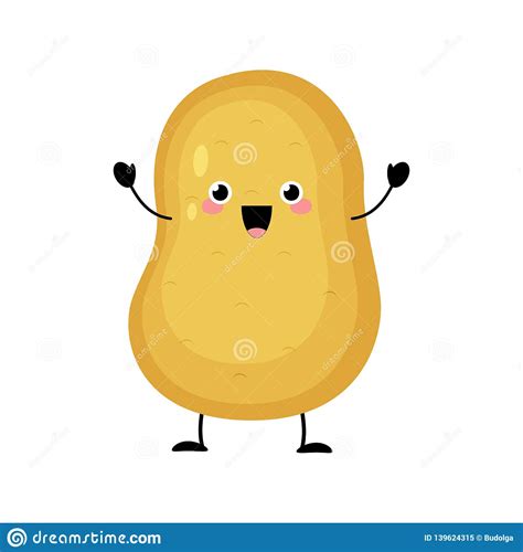 Cute Cartoon Potato Character Vector Illustration Isolated