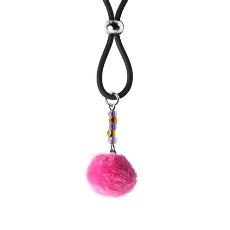 Nipple Lasso With Hot Pink Puff Balls On Silicone Loop Mooluxe