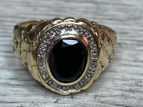 Sold Price Mens 10k Yellow Gold Black Onyx Nugget Ring March 6