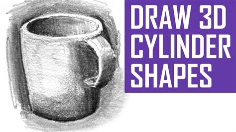 How To Draw 3d Cylinder Shapes With Shading And Perspective Youtube