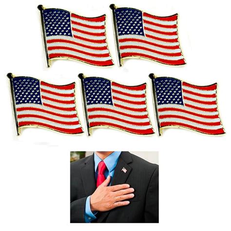 5 American Flag Usa Lapel Pin Tie Tack United States Patriotic Badge