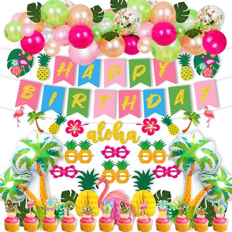 Hawaiian Luau Party Decoration Pack Pcs Tropical Beach Themed Aloha Summer Party Supplies
