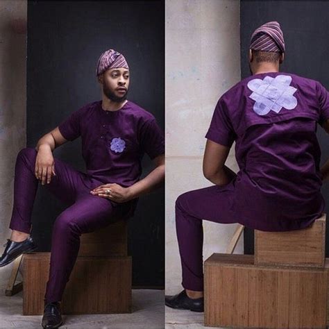 Purple Trad Men Nigeria African Shirts For Men African Men Fashion