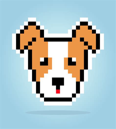 8 Bit Pixel Of Jack Russell Dog Animal Head For Asset Games In Vector