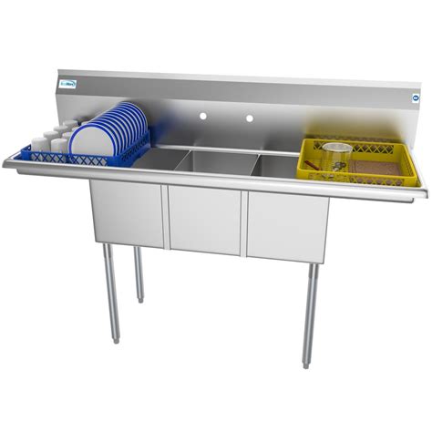 Koolmore 60 In Freestanding Stainless Steel 3 Compartments Commercial