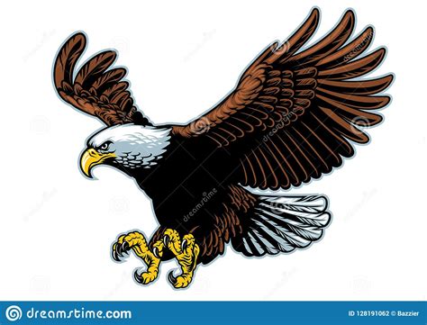 Bald Eagle Flying Vector Silhouette Illustration Isolated On White