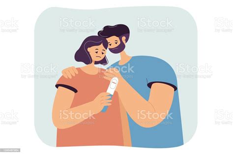 Married Couple Sad About Negative Pregnancy Test Stock Illustration Download Image Now