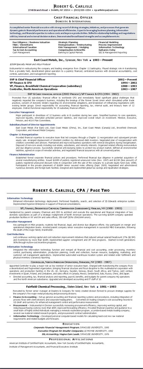 As you can see, chief financial officer resumes need to grab your attention with their appearance. Sample Résumé: Chief Financial Officer (After) | Nonprofit ...