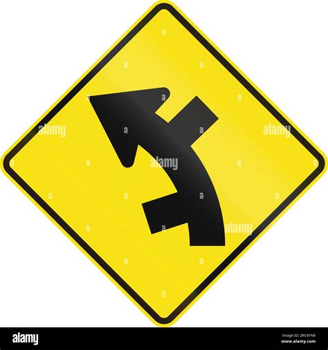 Australian Road Warning Sign Offset Roads Intersection In Curve Ahead
