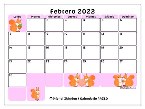 Calendario Febrero De 2022 Para Imprimir “443ld” Michel Zbinden Es