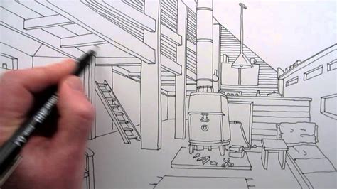 Place it in the corner of a room; How to Draw a Room: Narrated Line Drawing - YouTube