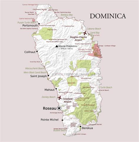 Dominica Map Geographical Features Of Dominica Of The Caribbean