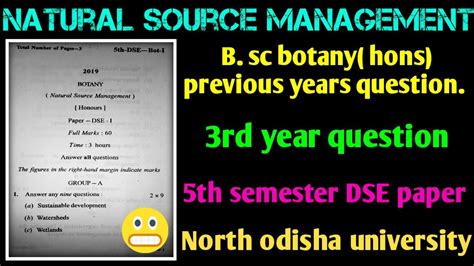 b sc botany hons previous yr question 3rd year 5th semester dse paper natural source