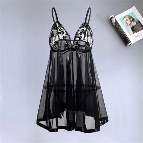 New Sexy Lace Lingerie Women Exotic Set Silk Lace Robe Dress Chemise
