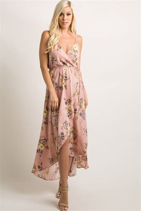 Mauve Floral Wrap Tie Maxi Dress Dresses Tie Maxi Dress Maxi Dress