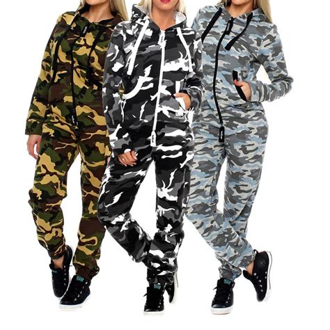 2018 camouflage jackets set women camo printed sportwear female tracksuit top pants suits hoodie