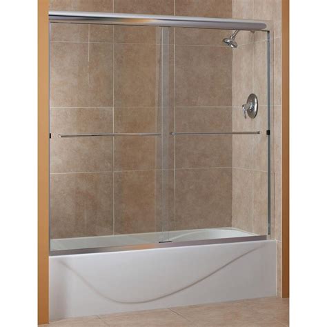 You can customize your bathtub door to your own personal style. Cove 60 in. x 60 in. Semi-Framed Sliding Tub Door in ...