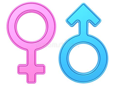 Male And Female Gender Symbols Of Blue And Pink Colors On White Stock