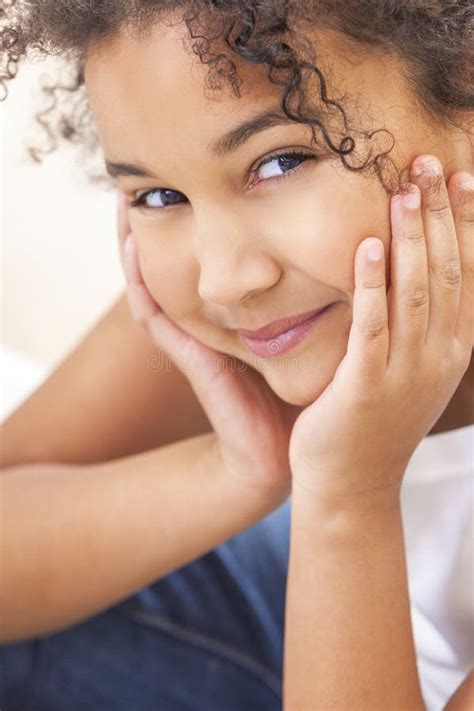 Happy Mixed Race African American Girl Child Stock Photo Image Of